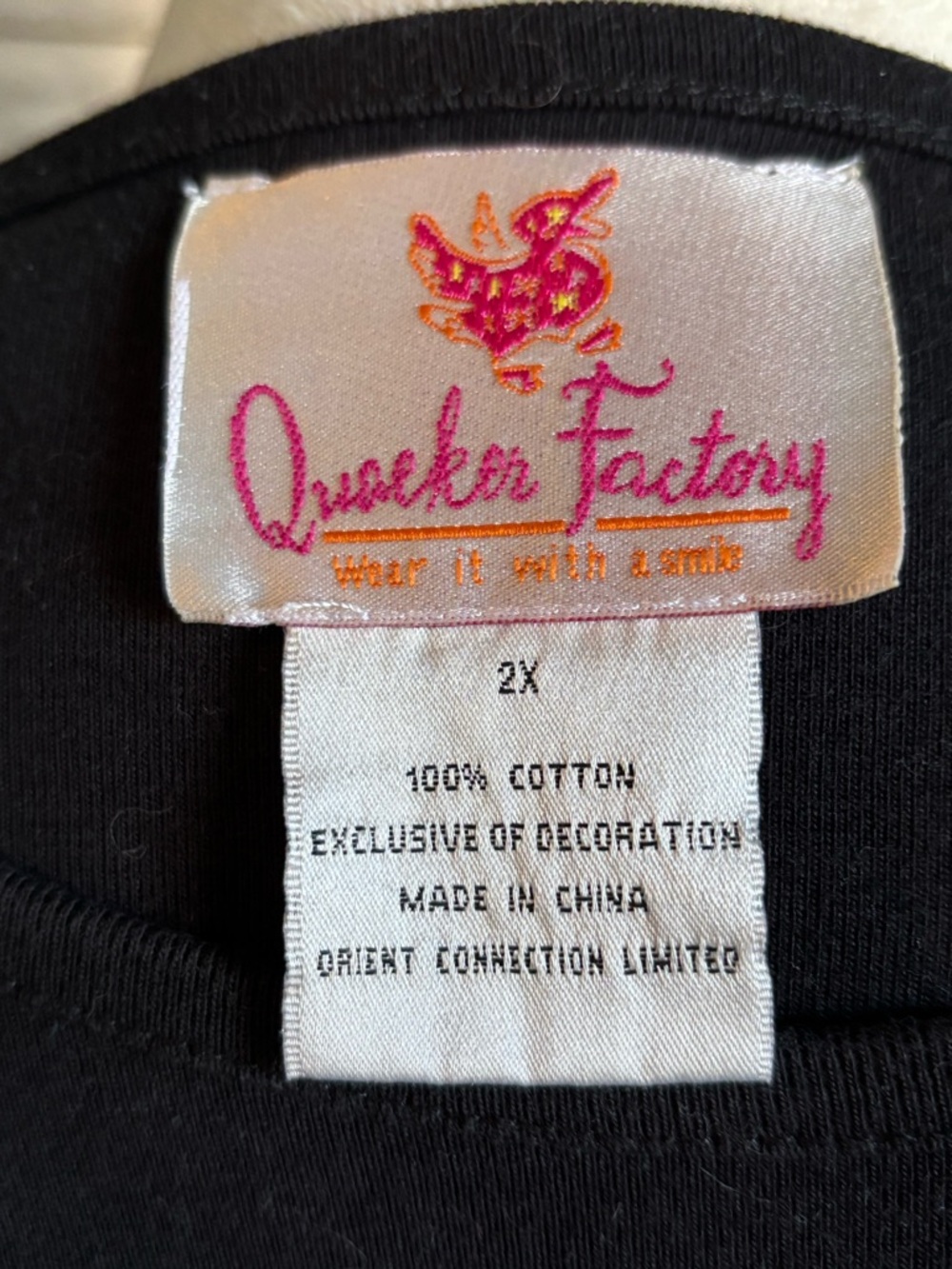 Vintage Quacker Factory Women’s SZ 2X Black 3/4 Sleeve Shirt w/Rhinestone Crown - Picture 8 of 9